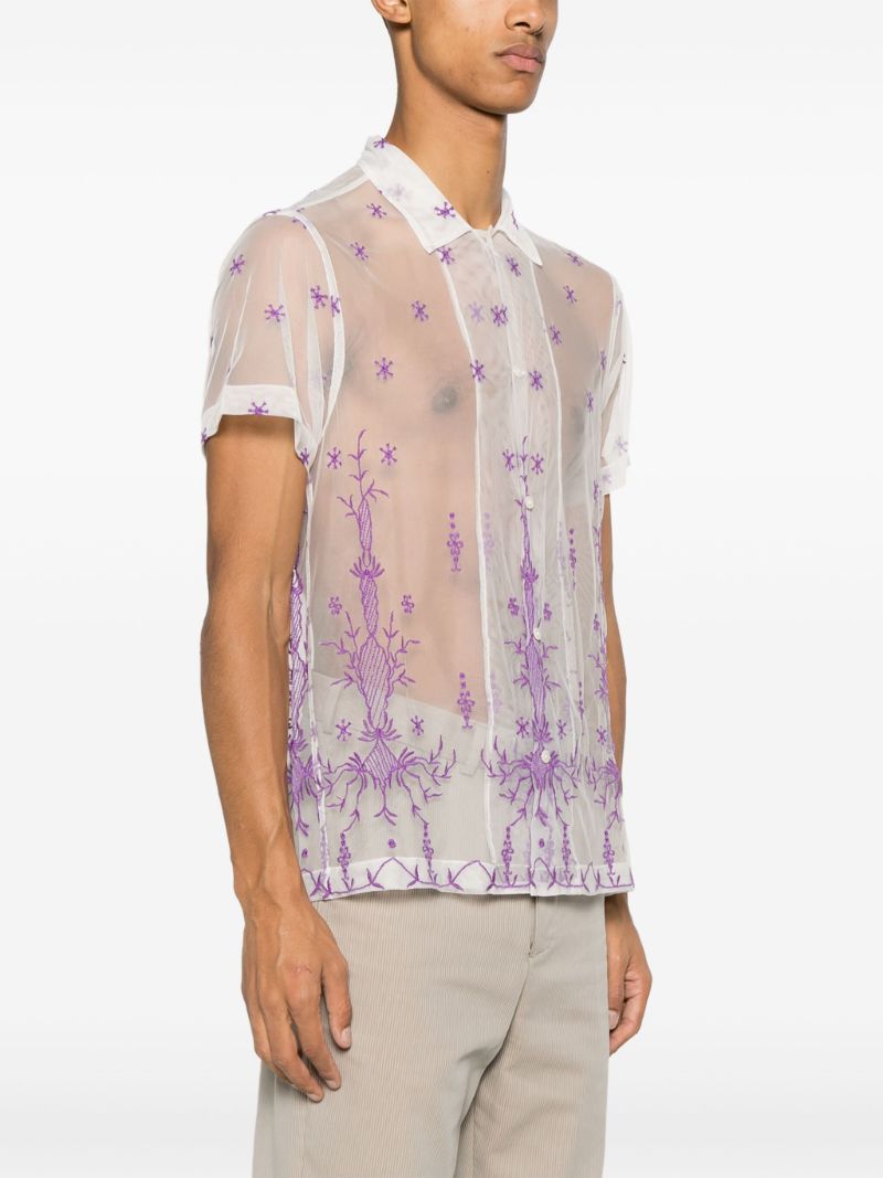 White Lavandula Embroidered Shirt