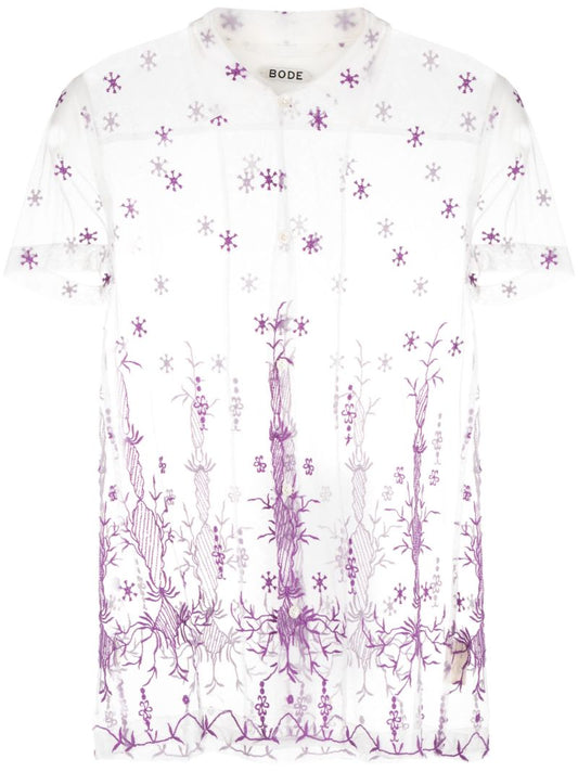 White Lavandula Embroidered Shirt