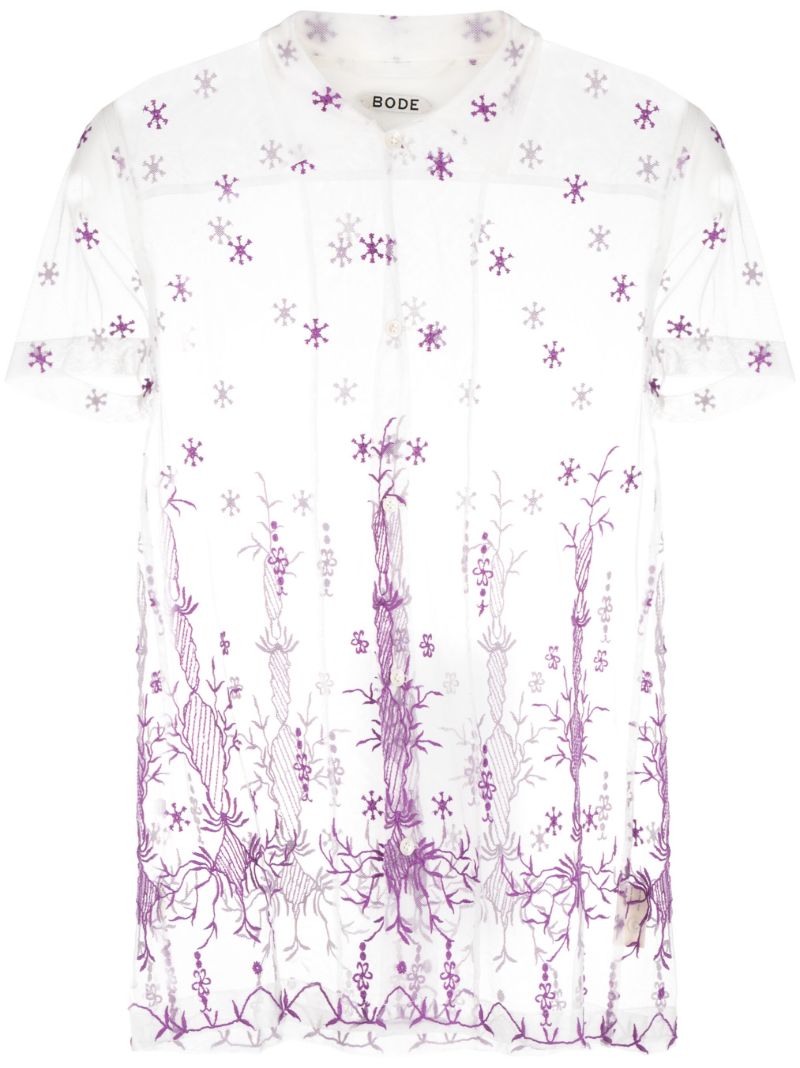 White Lavandula Embroidered Shirt