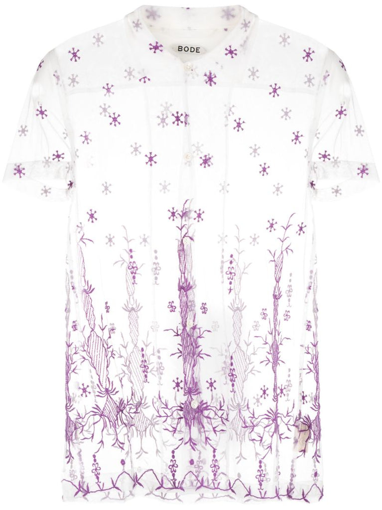 White Lavandula Embroidered Shirt