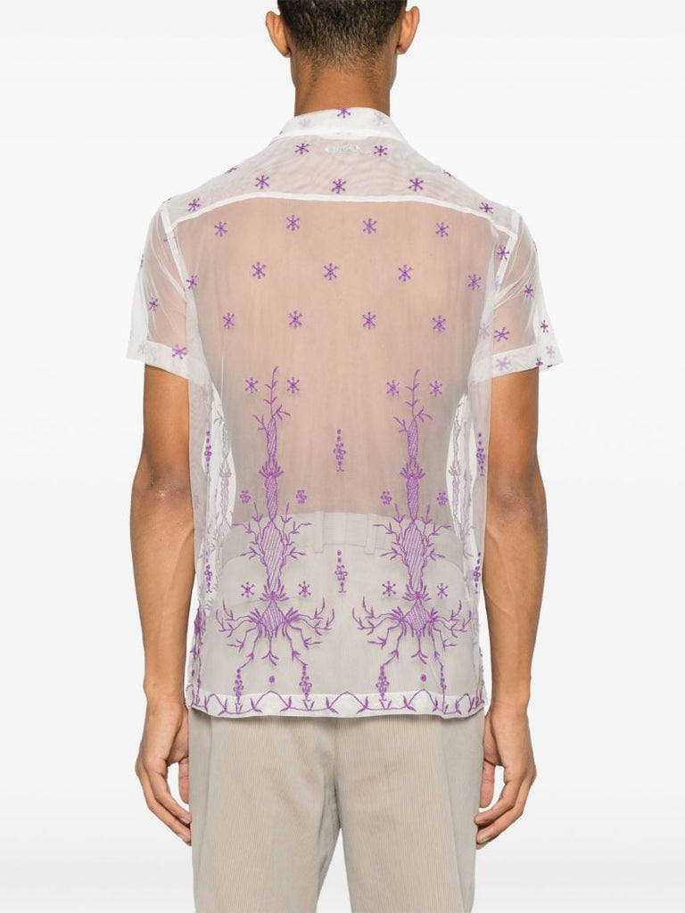 White Lavandula Embroidered Shirt