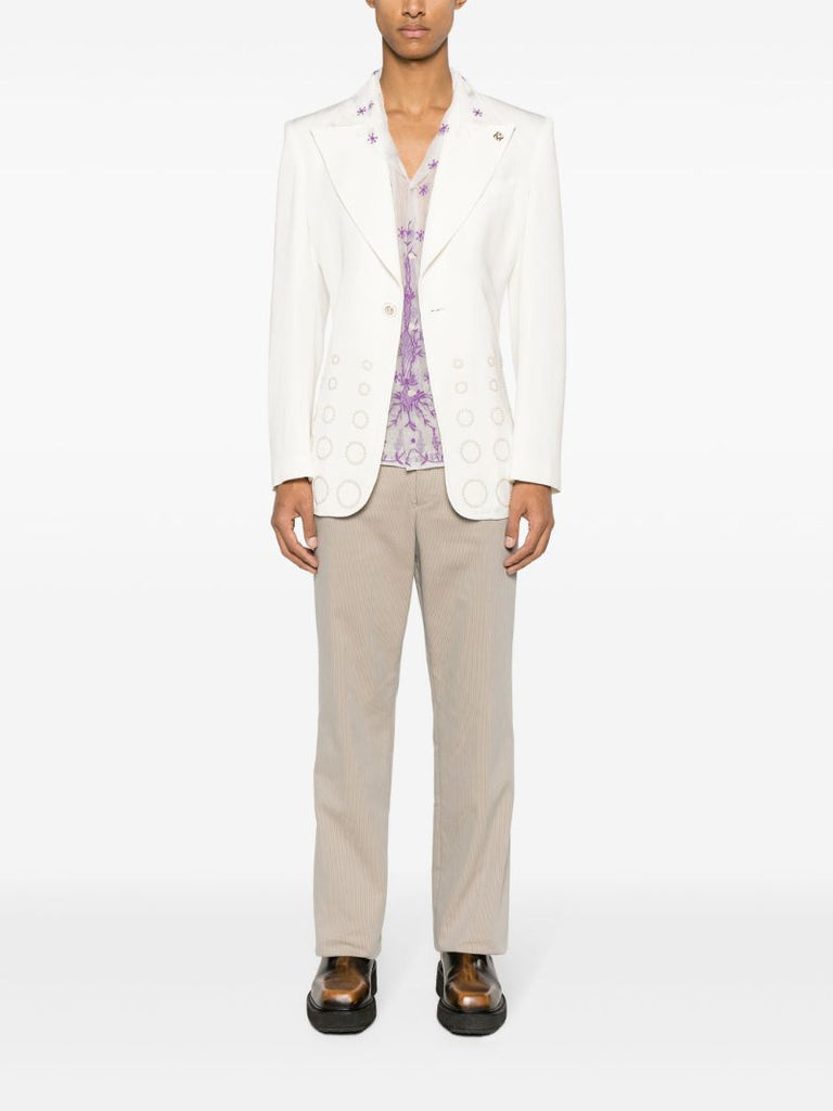 White Lavandula Embroidered Shirt