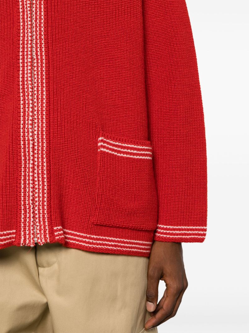 Red Shaker Wool Cardigan