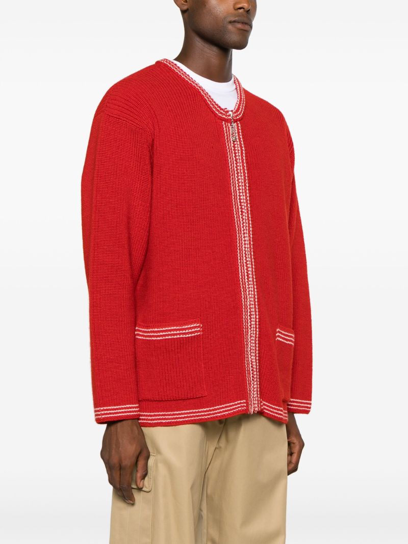 Red Shaker Wool Cardigan