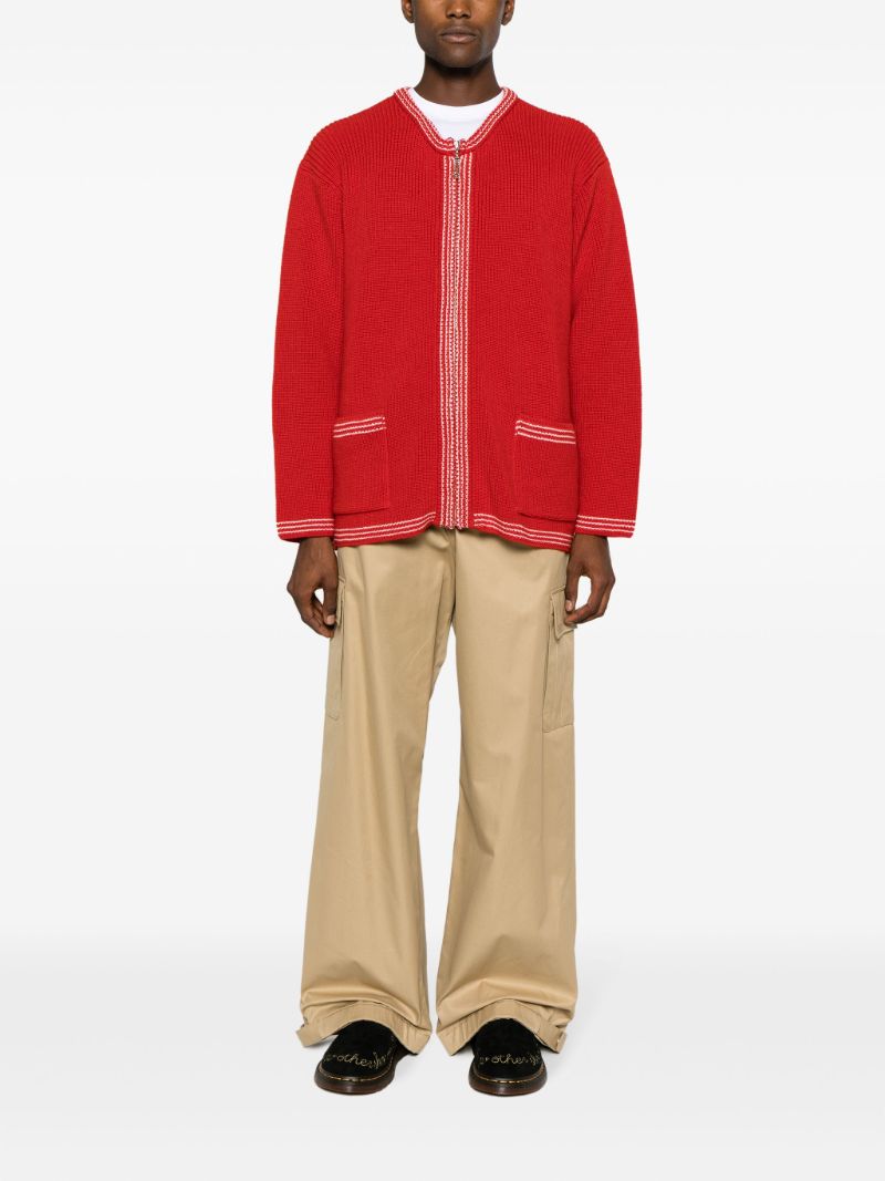 Red Shaker Wool Cardigan