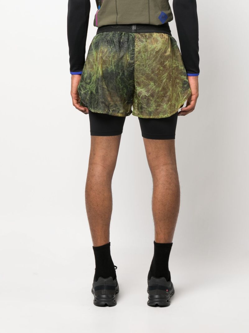 Forest Rain Green Two-layer Running Shorts