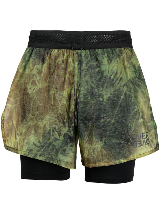 Forest Rain Green Two-layer Running Shorts
