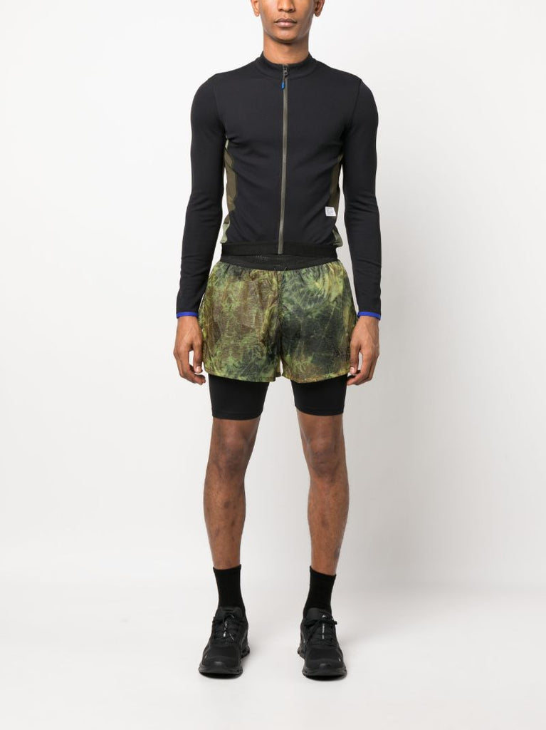 Forest Rain Green Two-layer Running Shorts