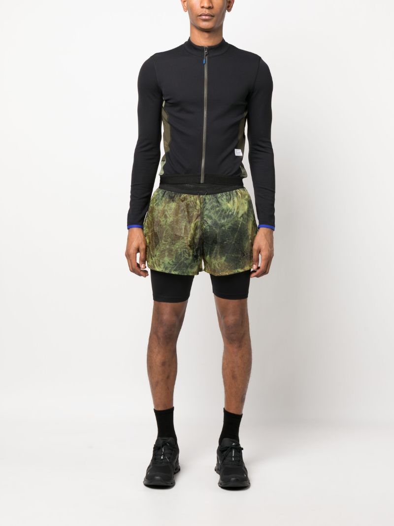 Forest Rain Green Two-layer Running Shorts