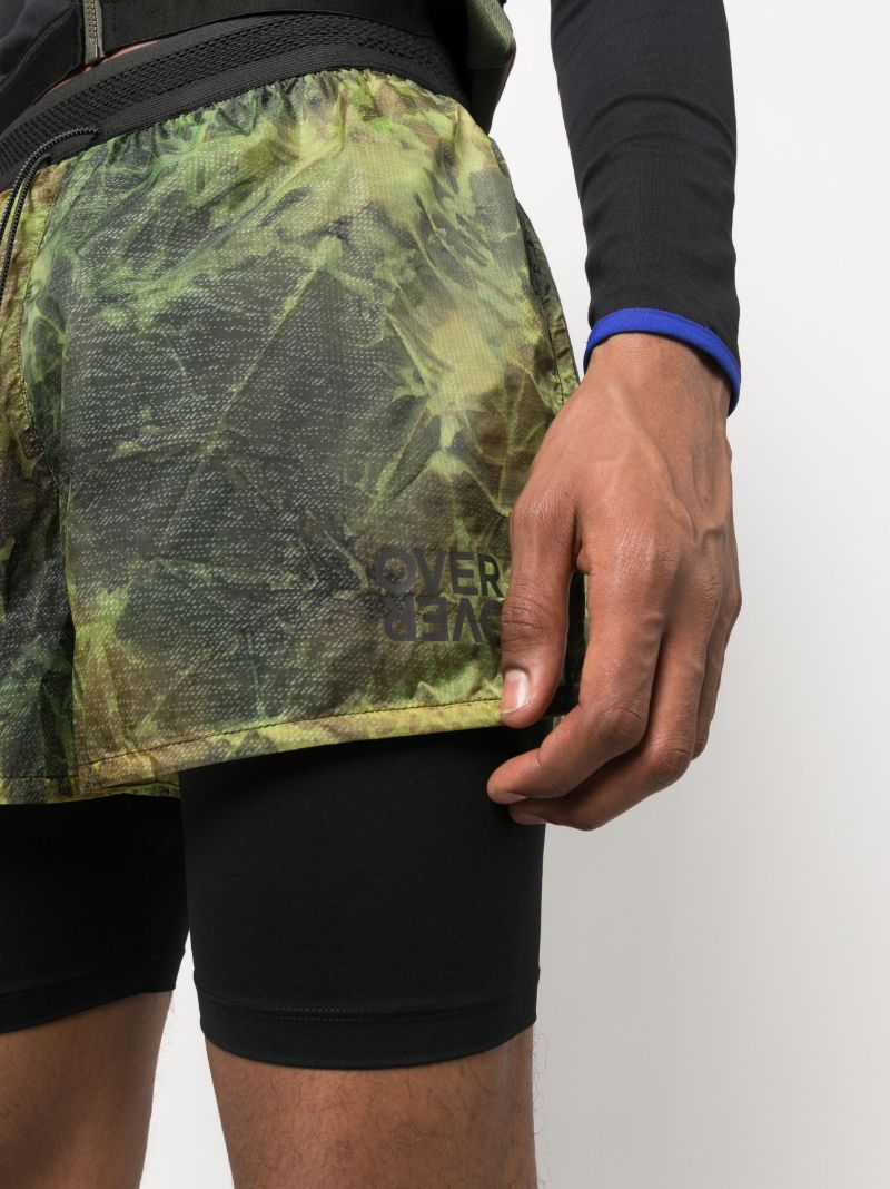 Forest Rain Green Two-layer Running Shorts