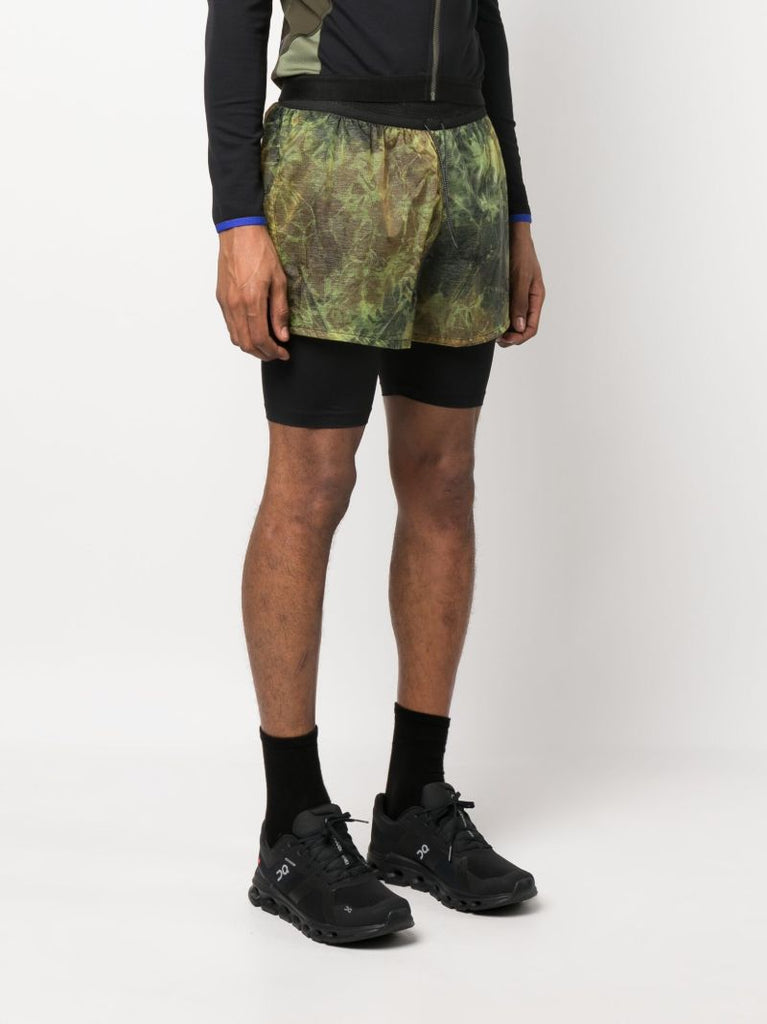 Forest Rain Green Two-layer Running Shorts