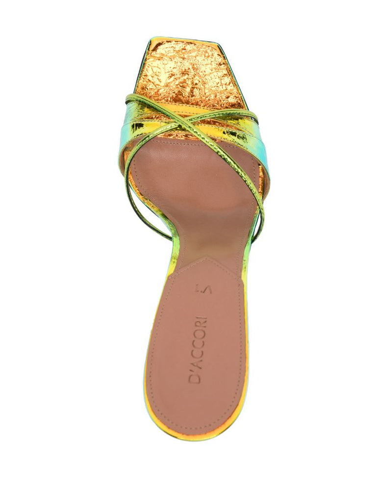 Green Lust 100 Metallic-leather Mules