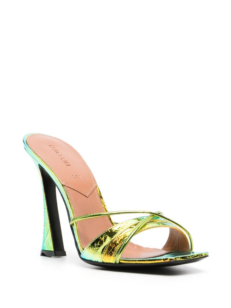 Green Lust 100 Metallic-leather Mules