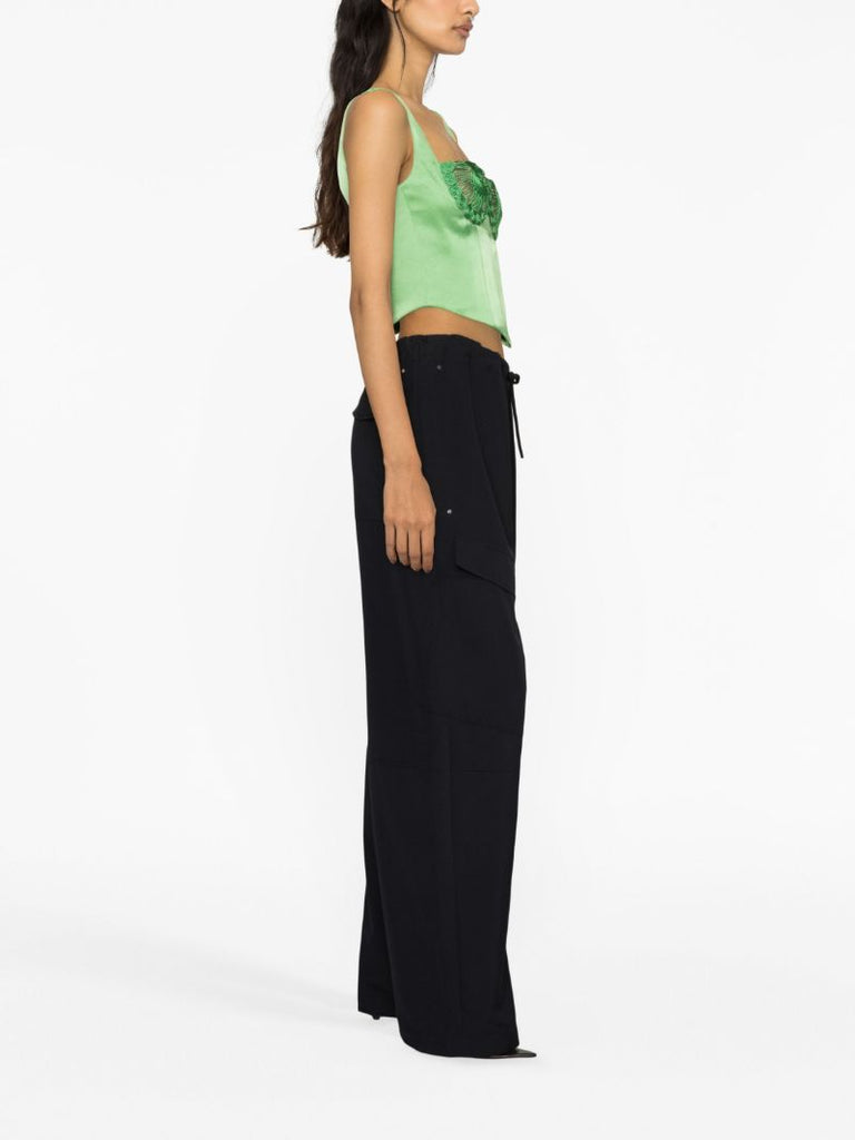 Black Herb Wide-leg Cargo Trousers