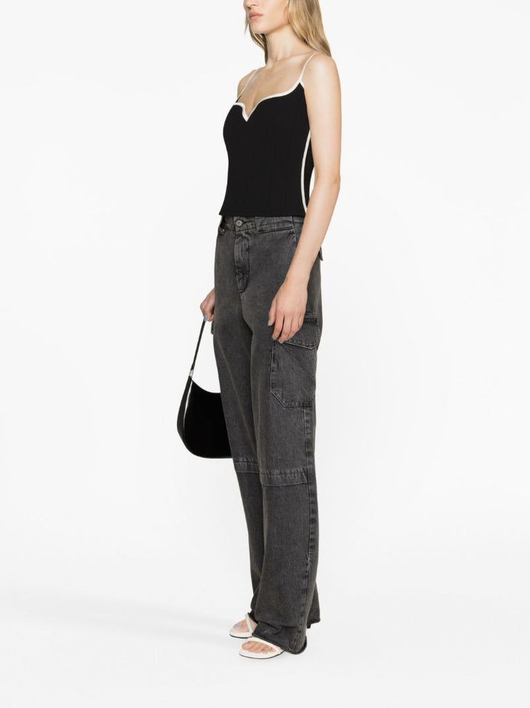 Black Heart Singlet Contrast-trim Top