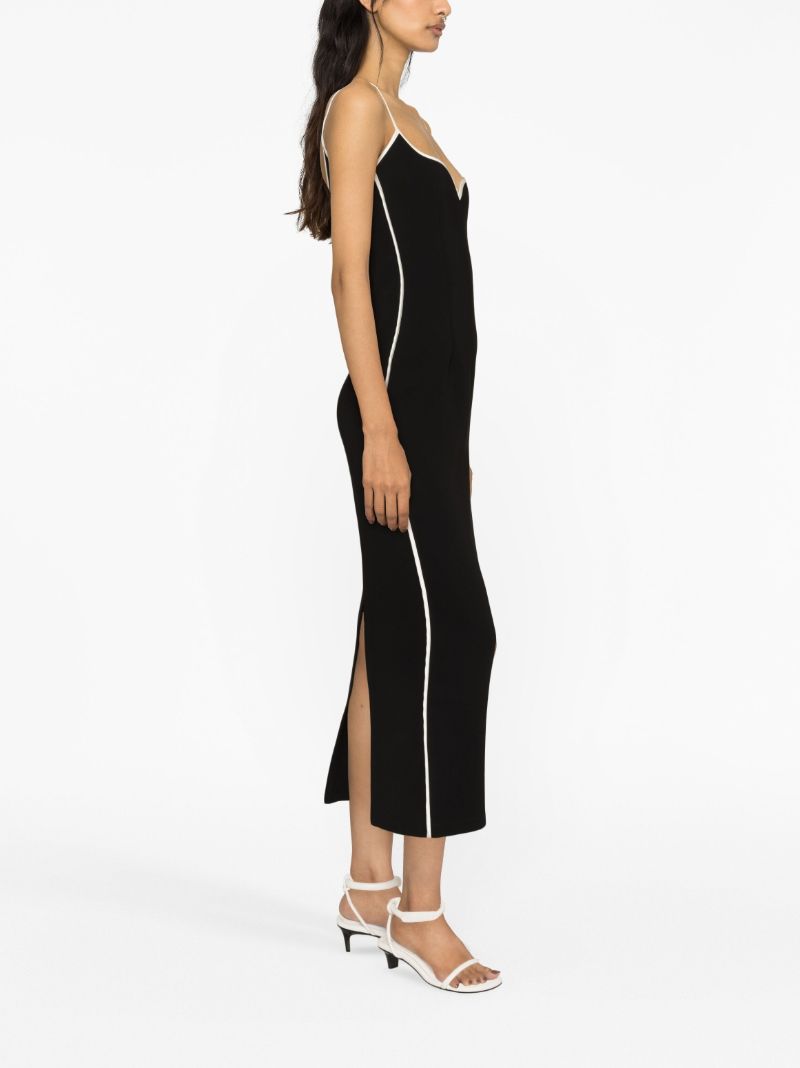 Black Sweatheart-neck Midi Dress