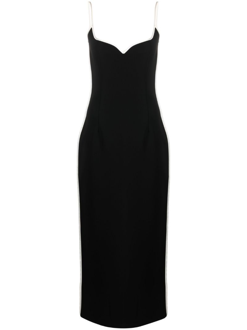 Black Sweatheart-neck Midi Dress