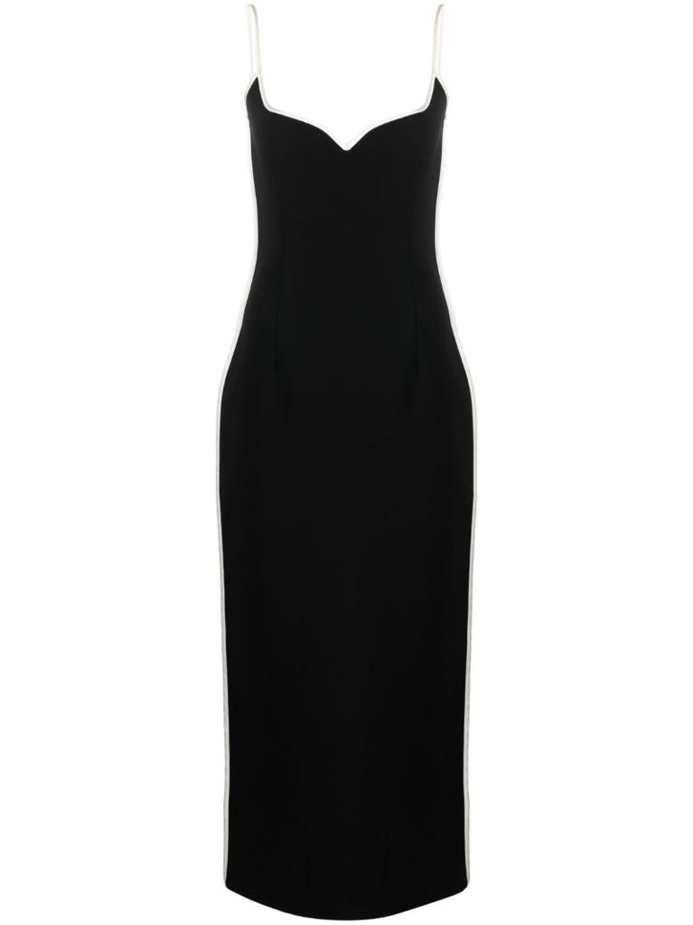 Black Sweatheart-neck Midi Dress