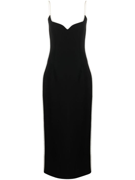 Black Sweatheart-neck Midi Dress