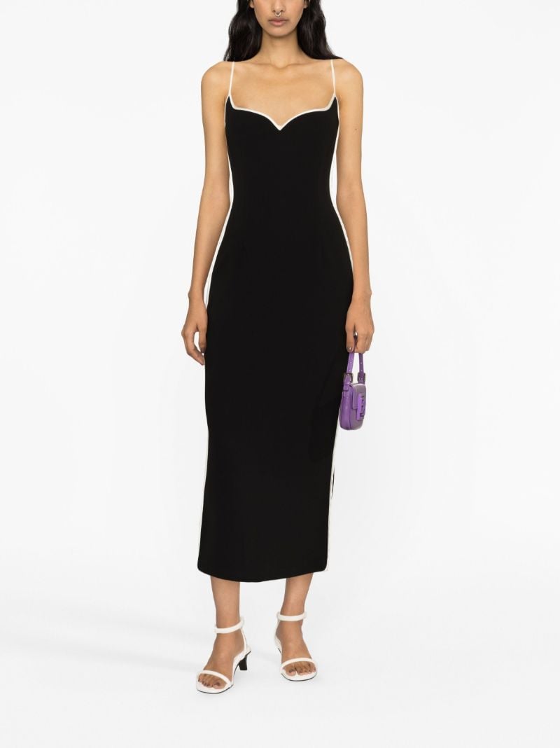 Black Sweatheart-neck Midi Dress