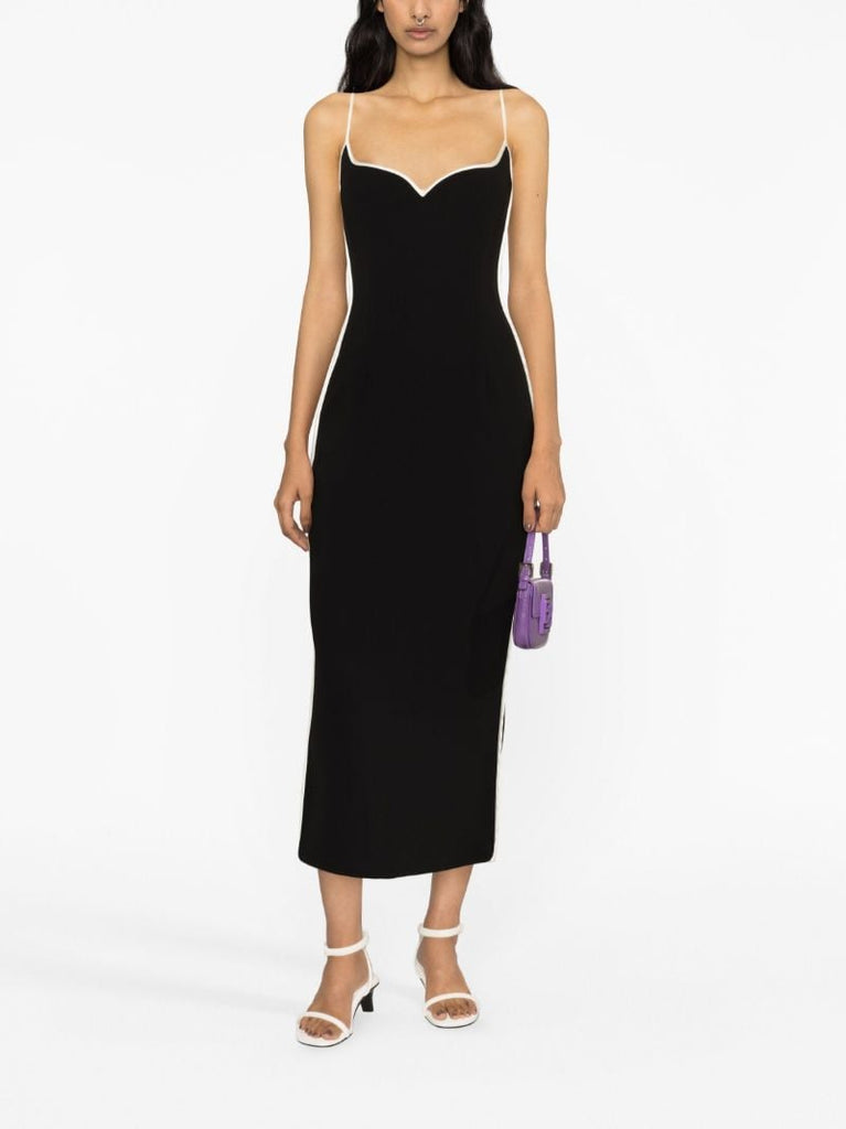 Black Sweatheart-neck Midi Dress