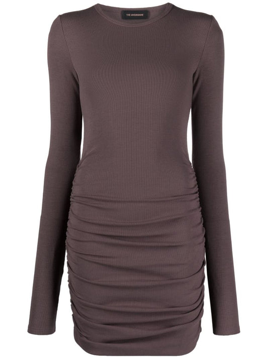 Brown Naida Ruched Mini Dress