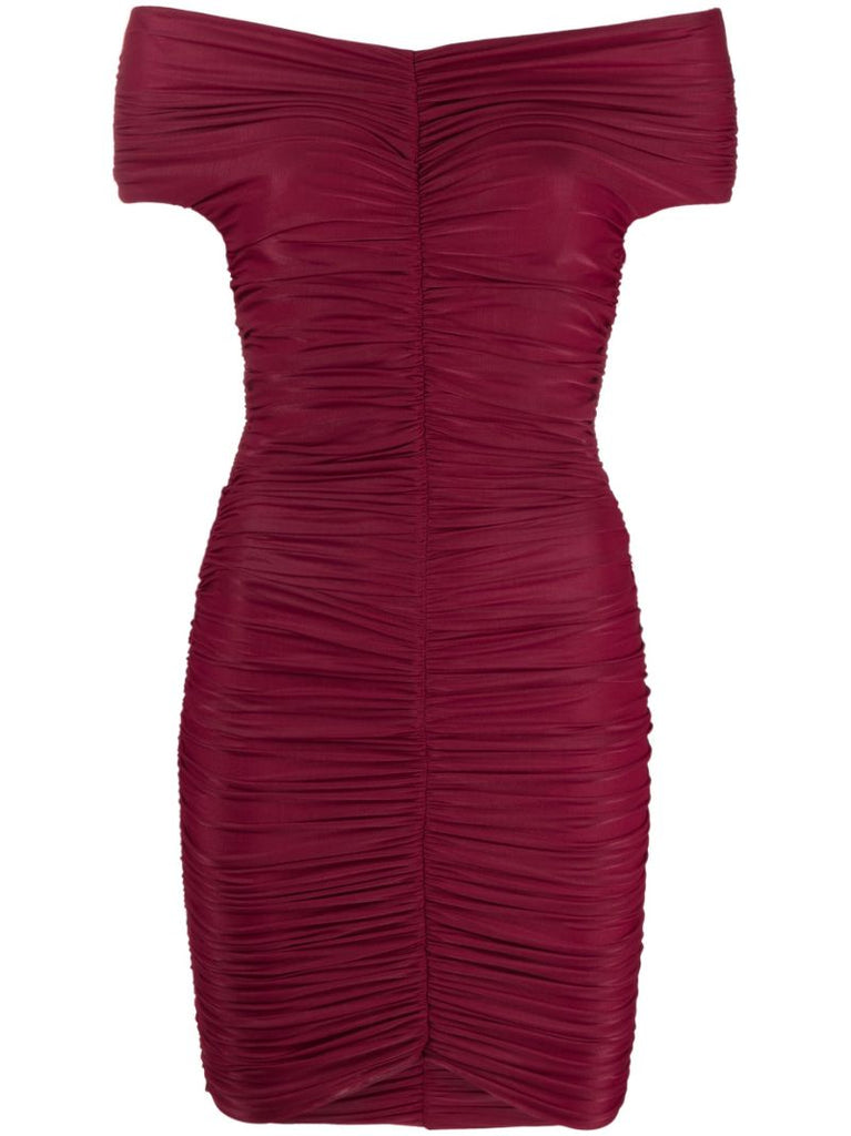 Red Nicola Ruched Mini Dress