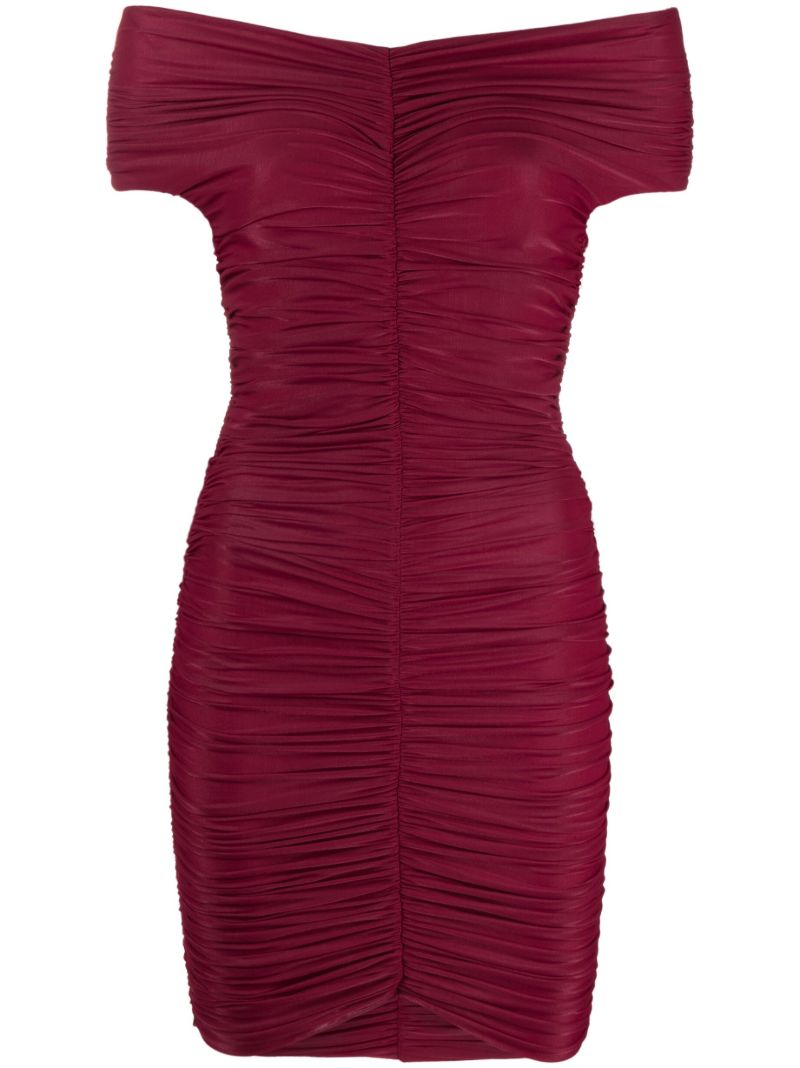 Red Nicola Ruched Mini Dress