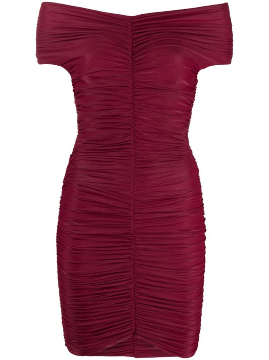 Red Nicola Ruched Mini Dress
