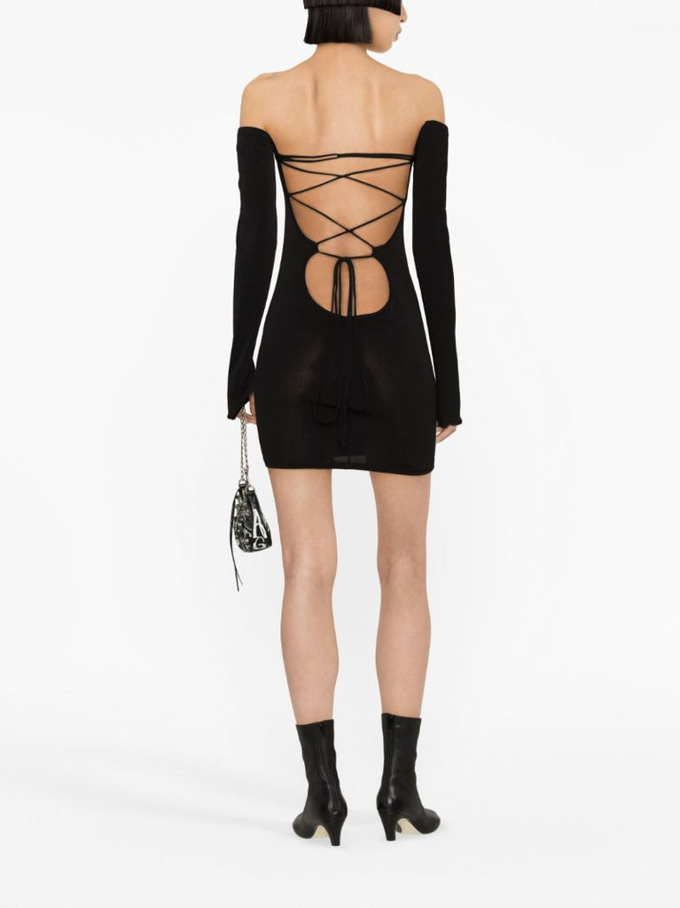 Black Maddy Off-shoulder Mini Dress