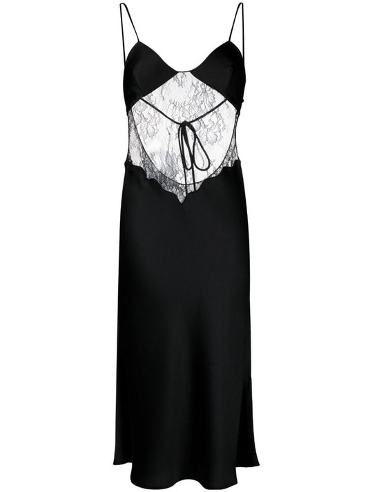 Black Jessica Lace-trim Midi Dress
