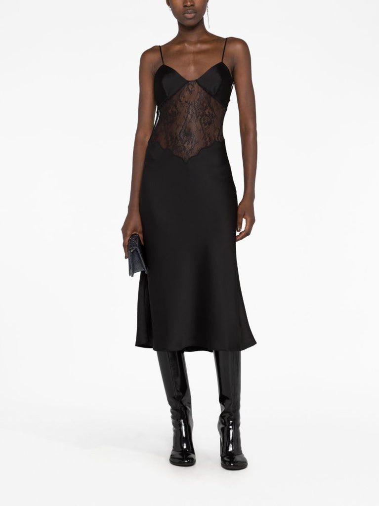 Black Jessica Lace-trim Midi Dress