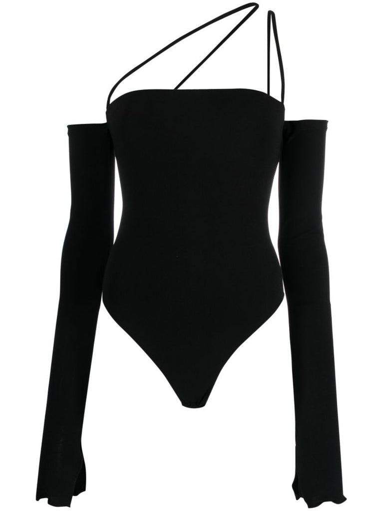 Black Maddy Lace-up Bodysuit
