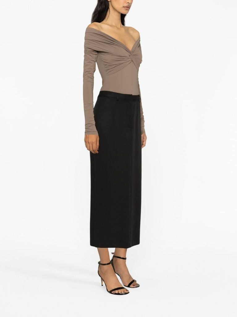 Brown Kendall Off-shoulder Bodysuit
