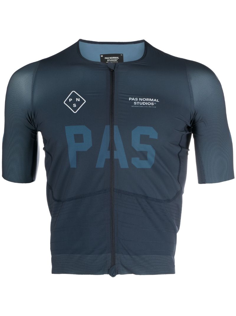 Blue Jersey Zip-up Cycling Top