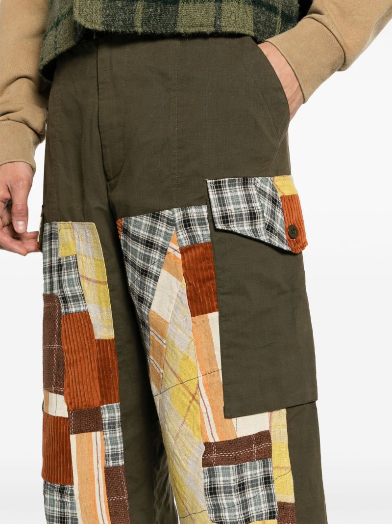 Green Patchwork Cargo Pants