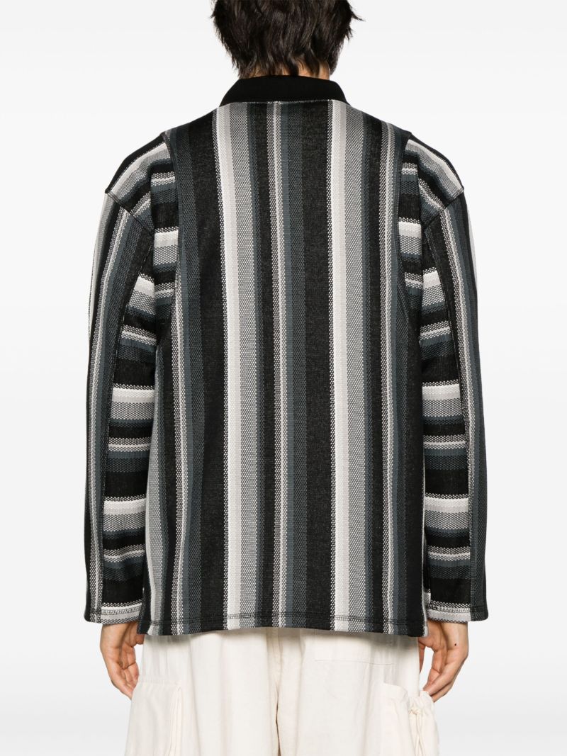 Black Striped Zip-up Cotton Jacket
