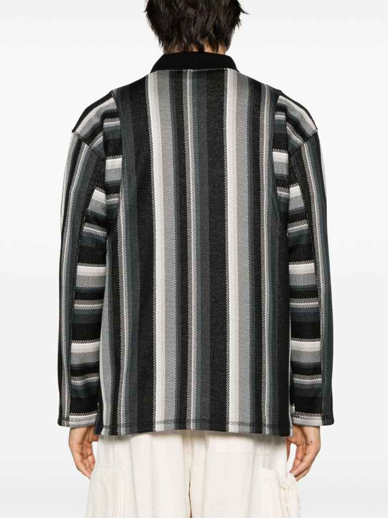 Black Striped Zip-up Cotton Jacket