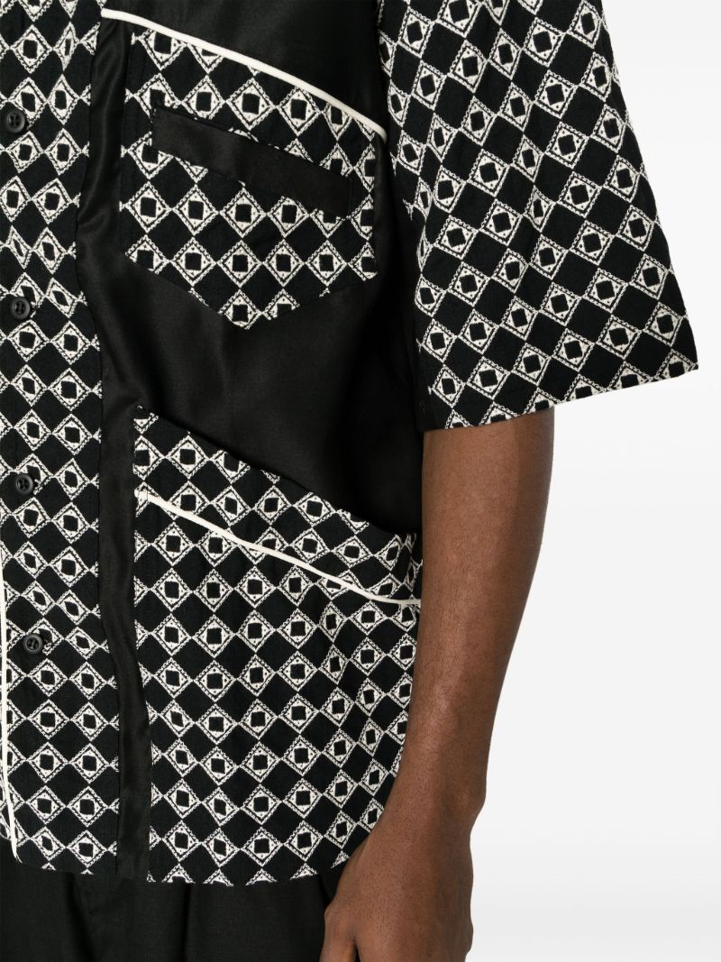 Black Mento Geometric-print Shirt