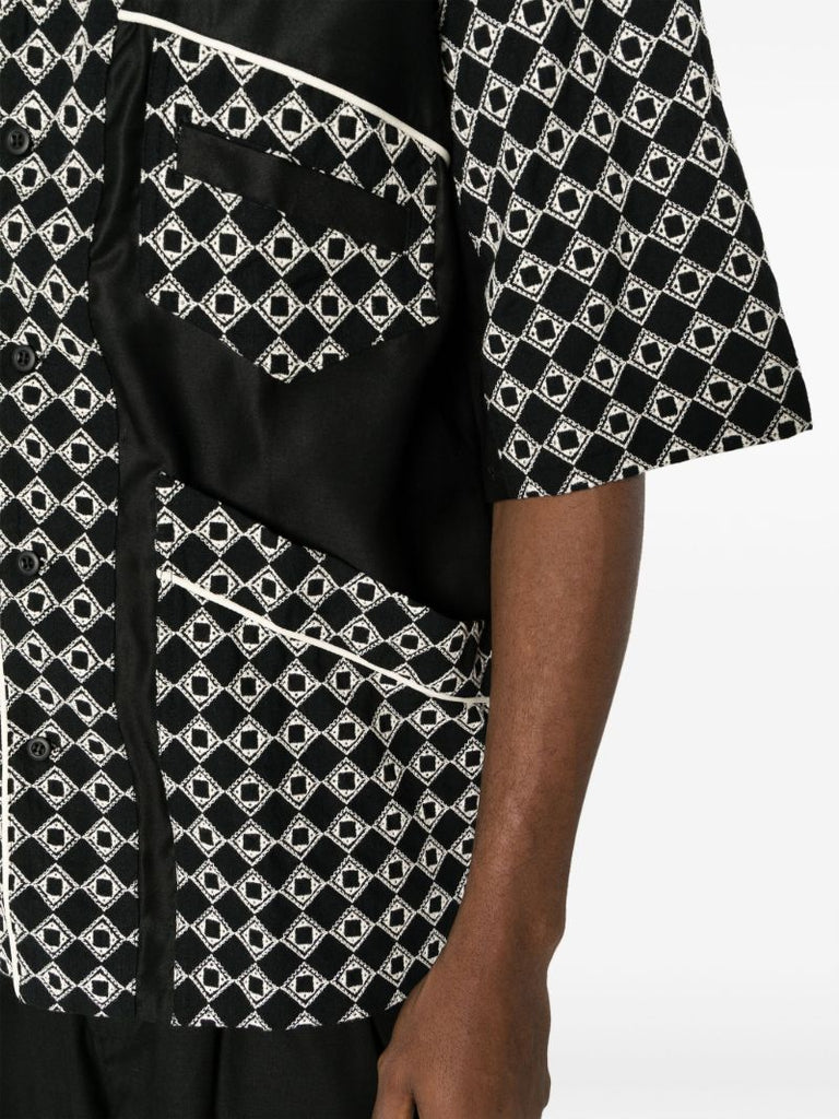 Black Mento Geometric-print Shirt