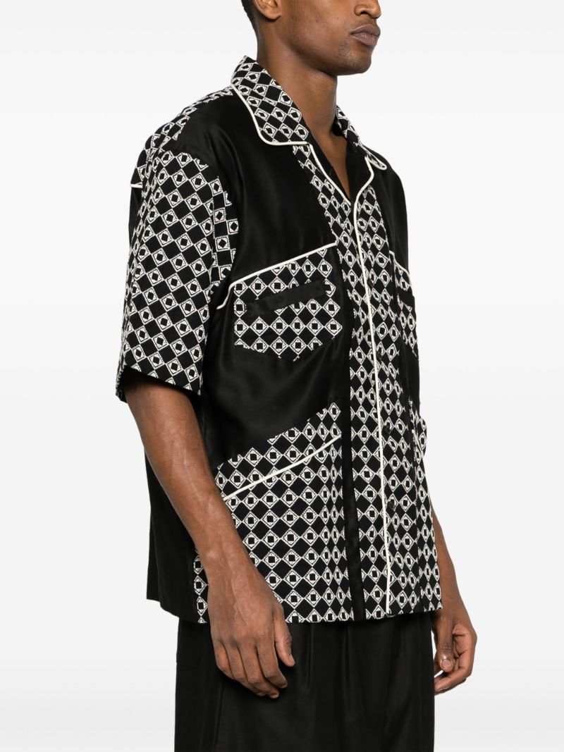 Black Mento Geometric-print Shirt