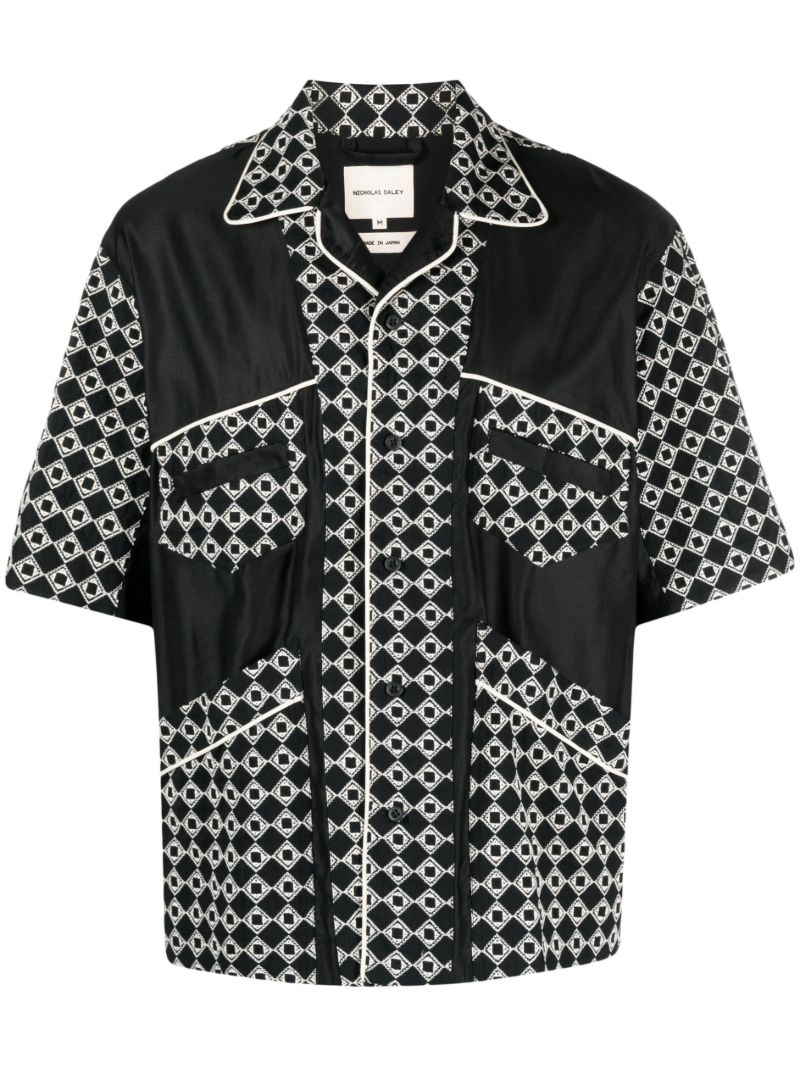 Black Mento Geometric-print Shirt