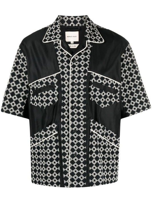 Black Mento Geometric-print Shirt