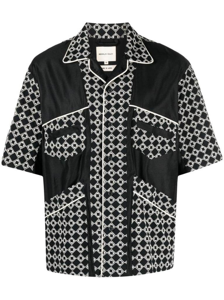 Black Mento Geometric-print Shirt
