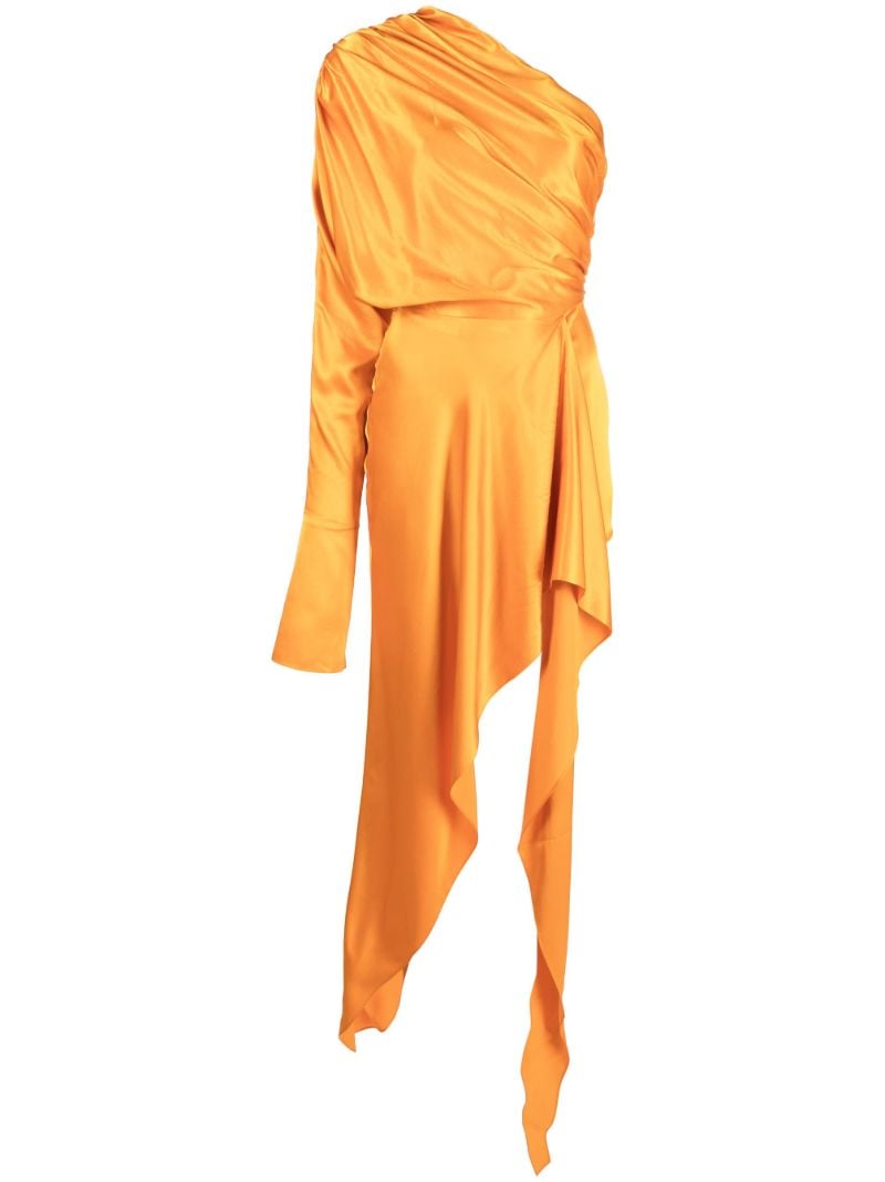 Orange Asymmetric One-shoulder Gown