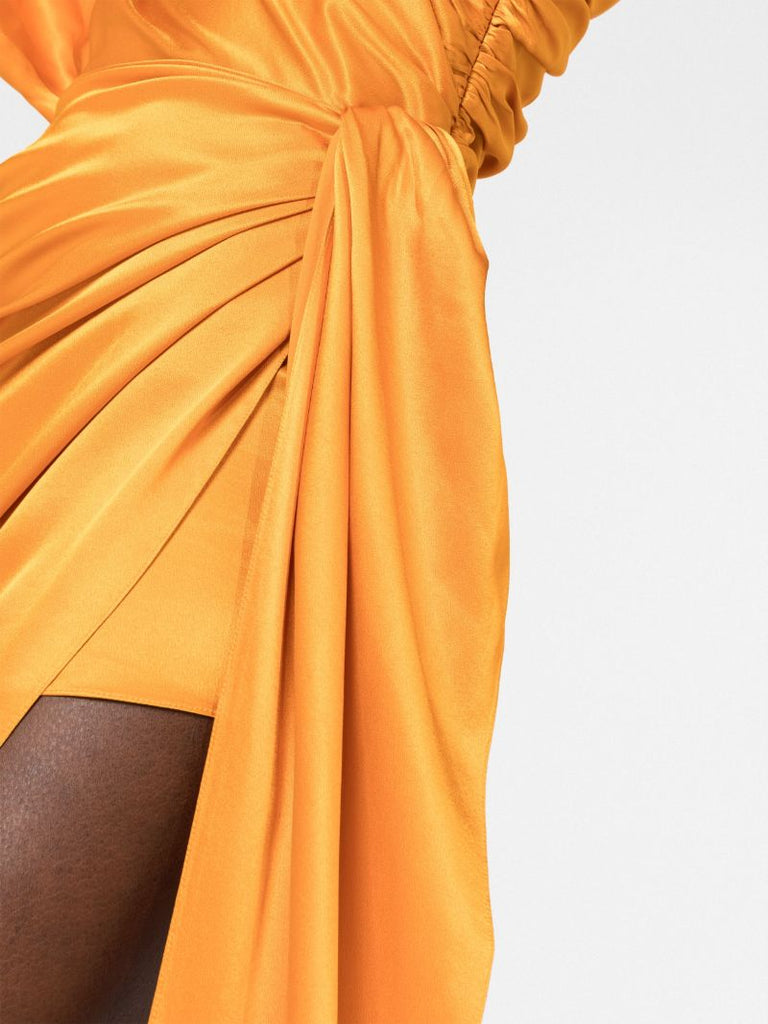 Orange Asymmetric One-shoulder Gown