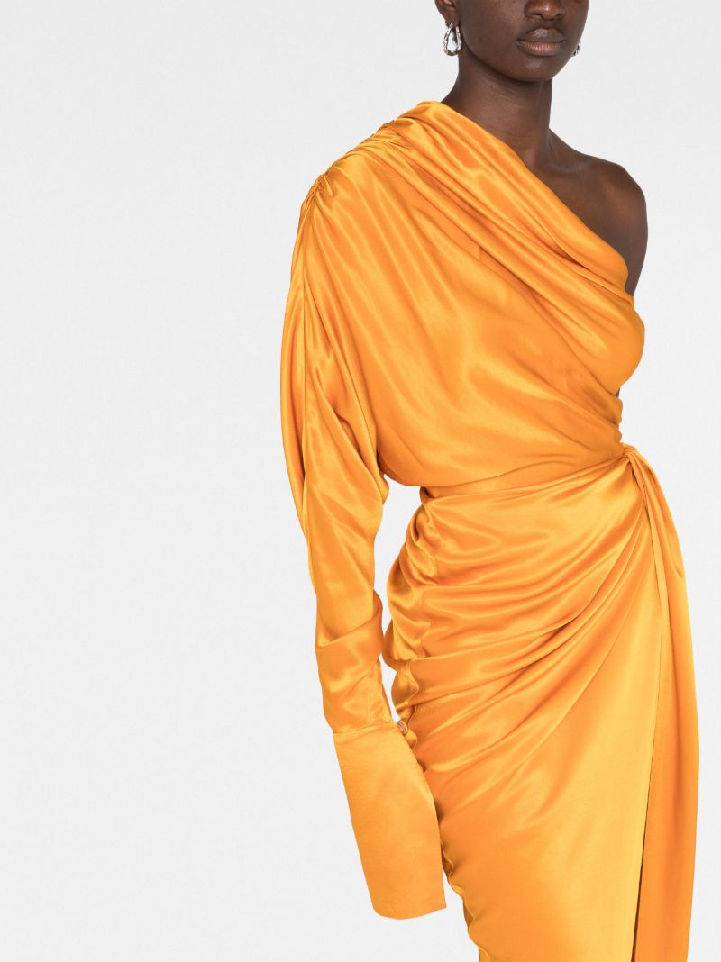 Orange Asymmetric One-shoulder Gown