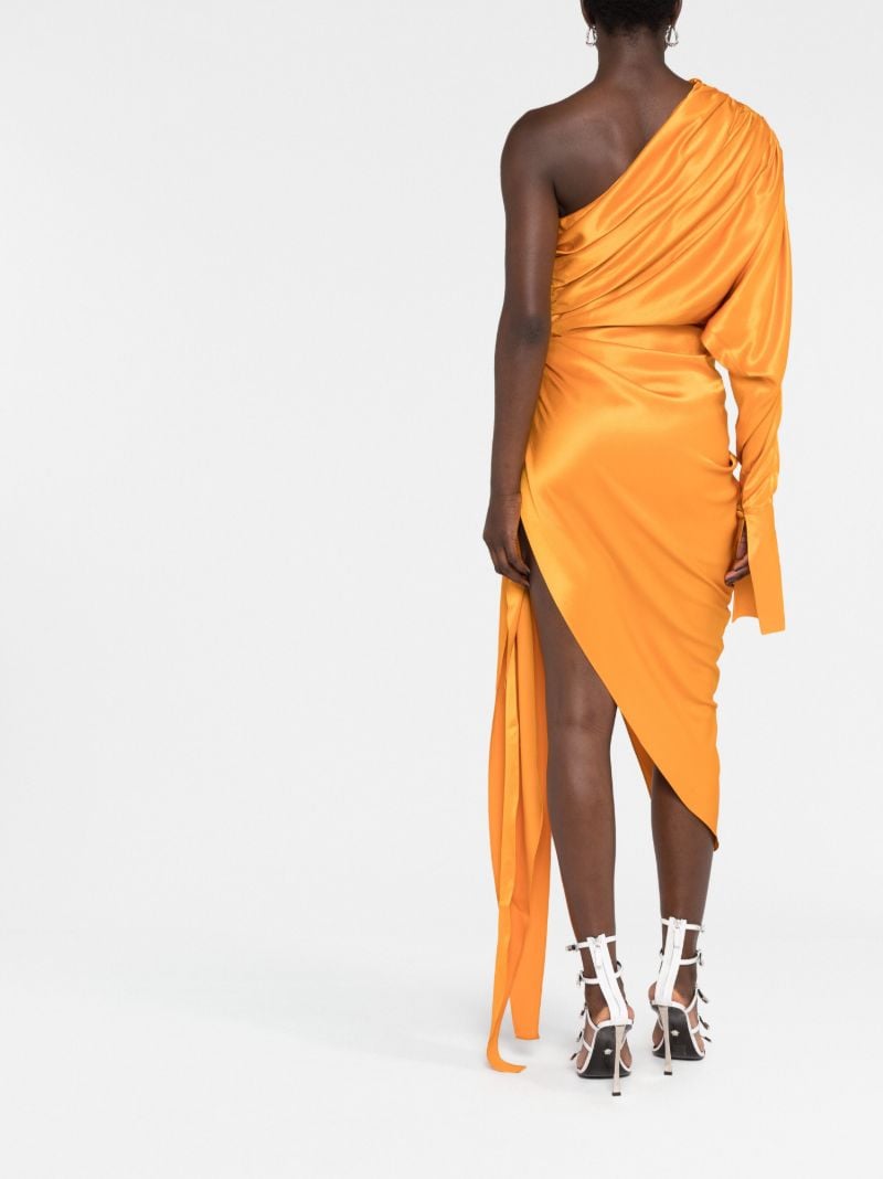 Orange Asymmetric One-shoulder Gown