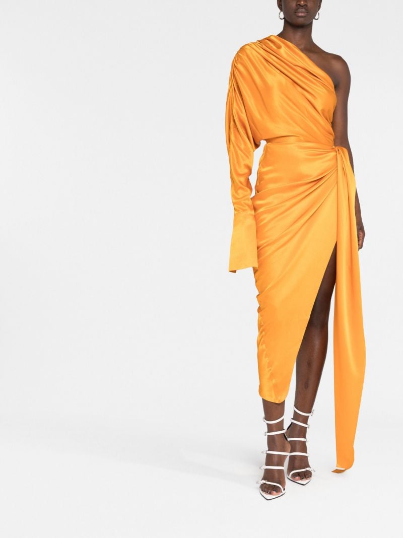 Orange Asymmetric One-shoulder Gown