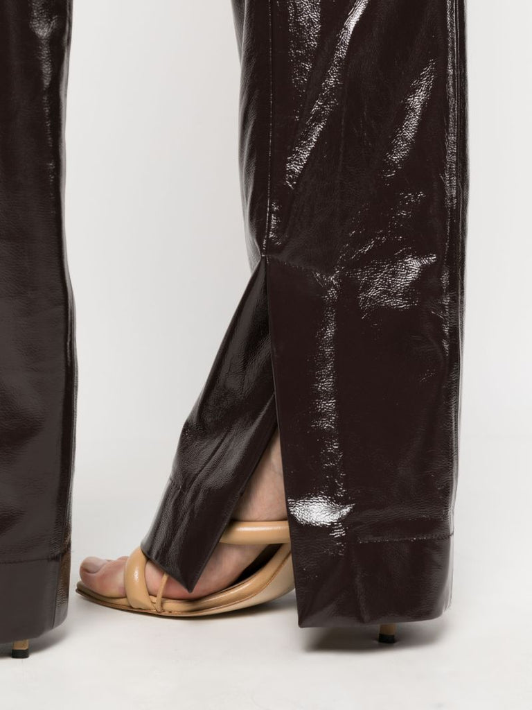 Brown Eco Crinkle Vinyl Trousers